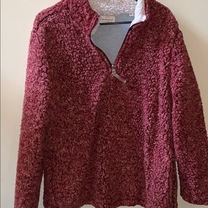 Vintage Pastel Red/Pink Teddy Quarter Zip